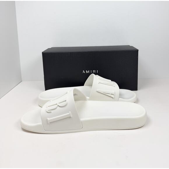 AMIRI White Embossed Logo Rubber Slide Sandals main image 7